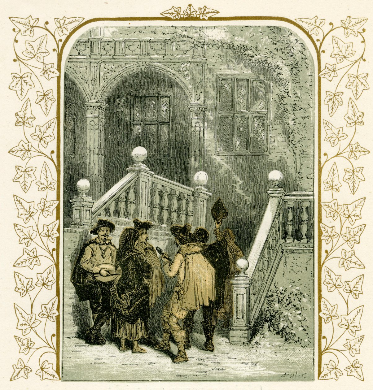 Christmas carollers - illustration by Birket Foster by Myles Birket Foster