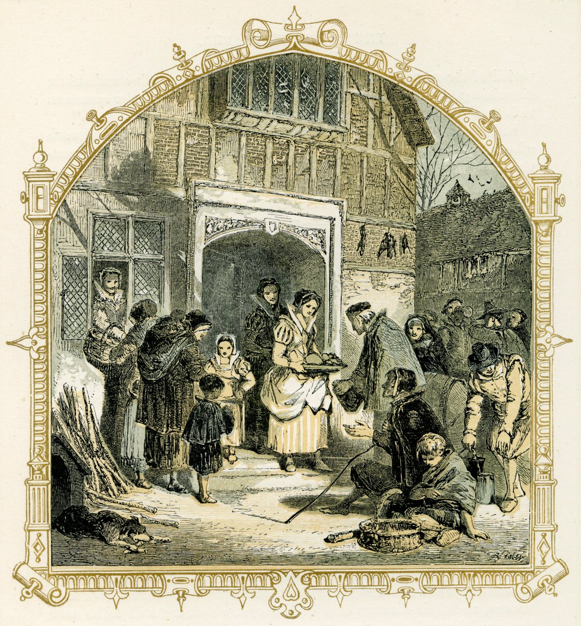 Elizabethan Christmas scene by Myles Birket Foster