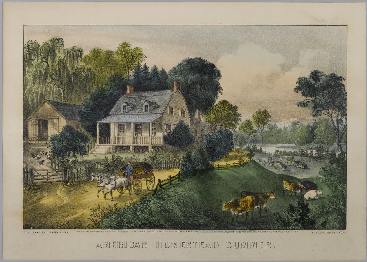 American Homestead Summer by N. and Ives, J.M. Currier