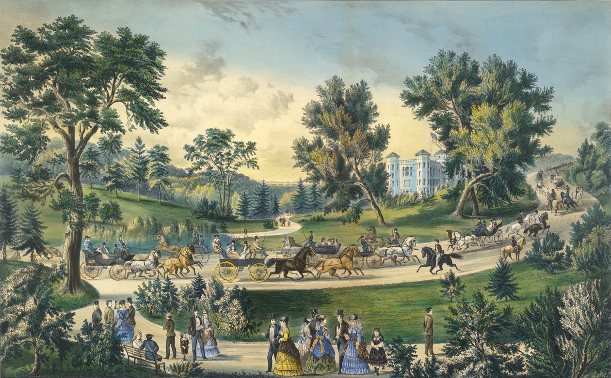 The Grand Drive, Central Park, New York, 1869 by N. and Ives, J.M. Currier