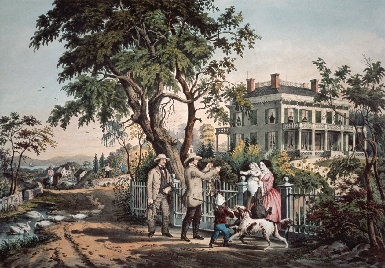 American Country Life - October Afternoon, 1855 by N. and Ives, J.M. Currier