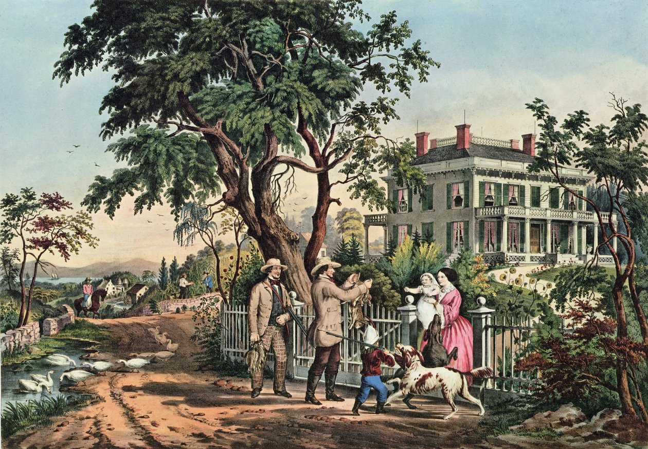 American Country Life - October Afternoon, 1855 by N. and Ives, J.M. Currier