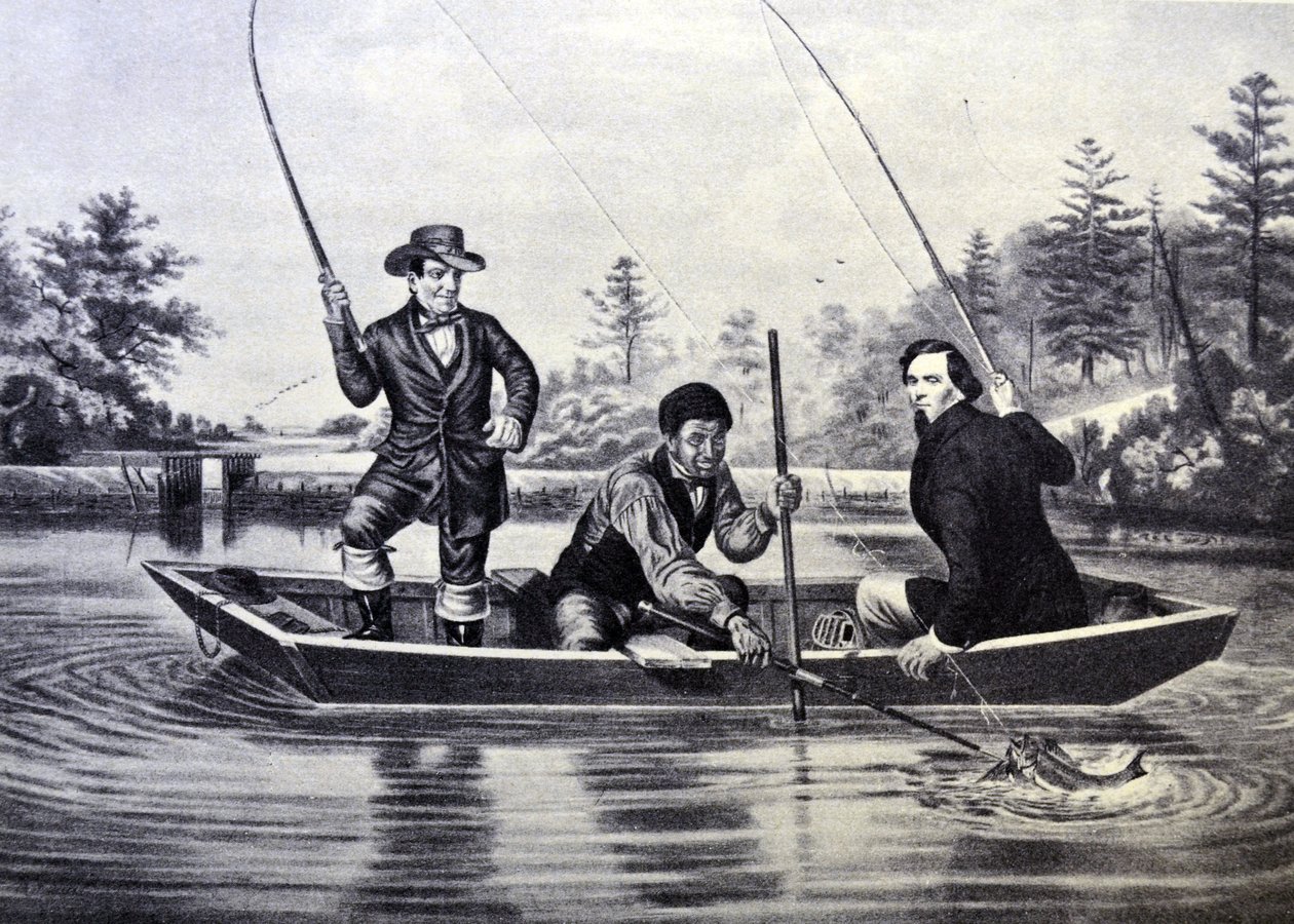 Catching a Trout. We Hab You Now, Sar by N. and Ives, J.M. Currier