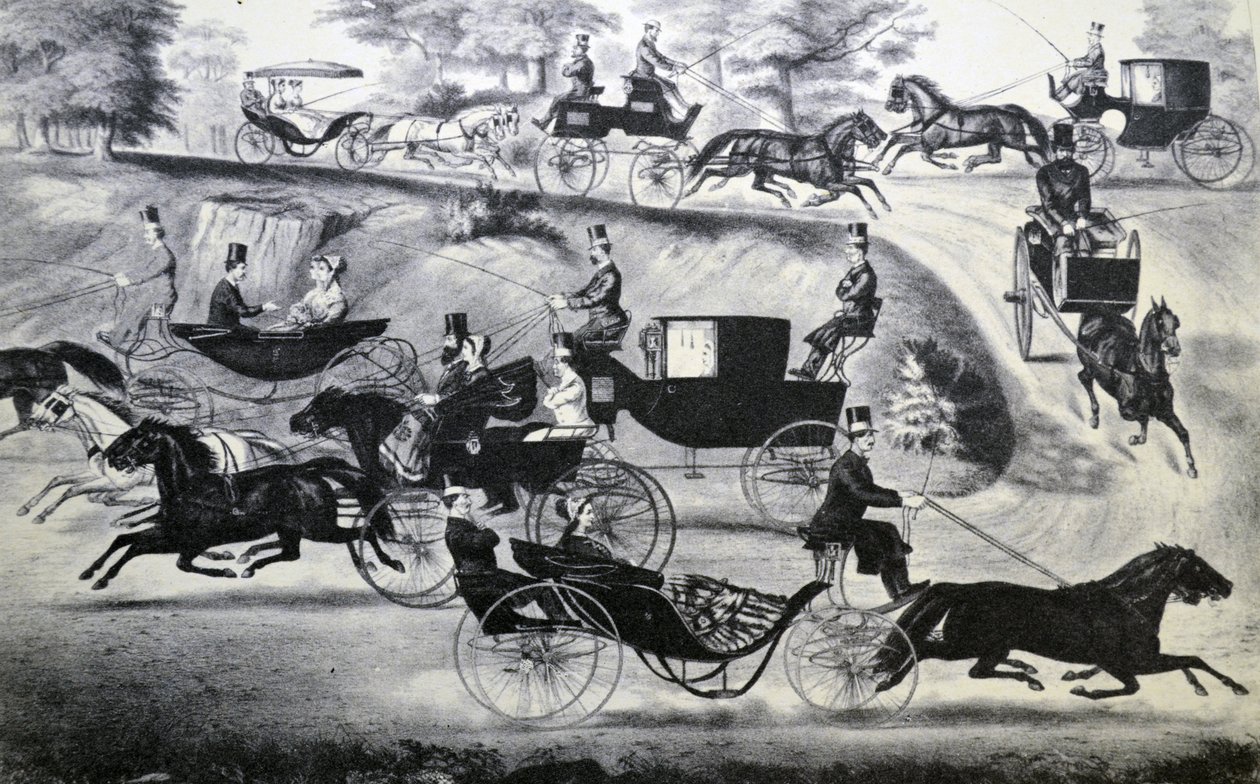 Fashionable Turn-Outs in Central Park by N. and Ives, J.M. Currier