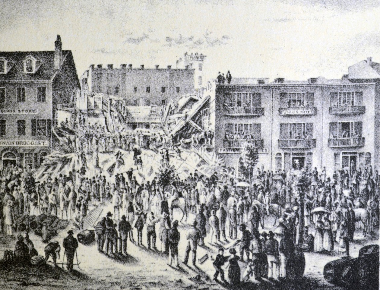 Ruins of the Planters Hotel, New Orleans by N. and Ives, J.M. Currier
