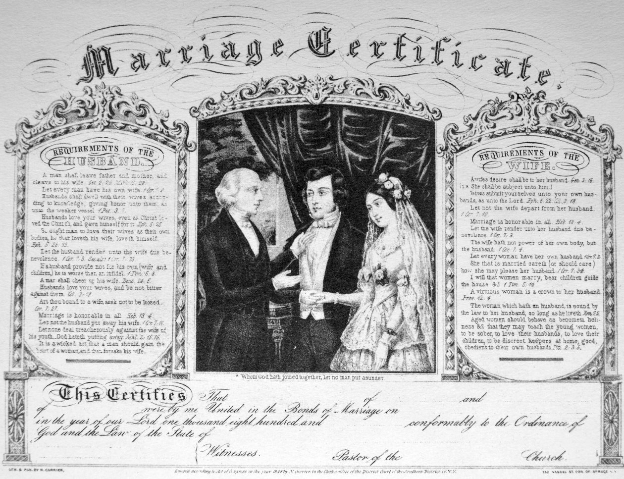 The Marriage Certificate by N. and Ives, J.M. Currier