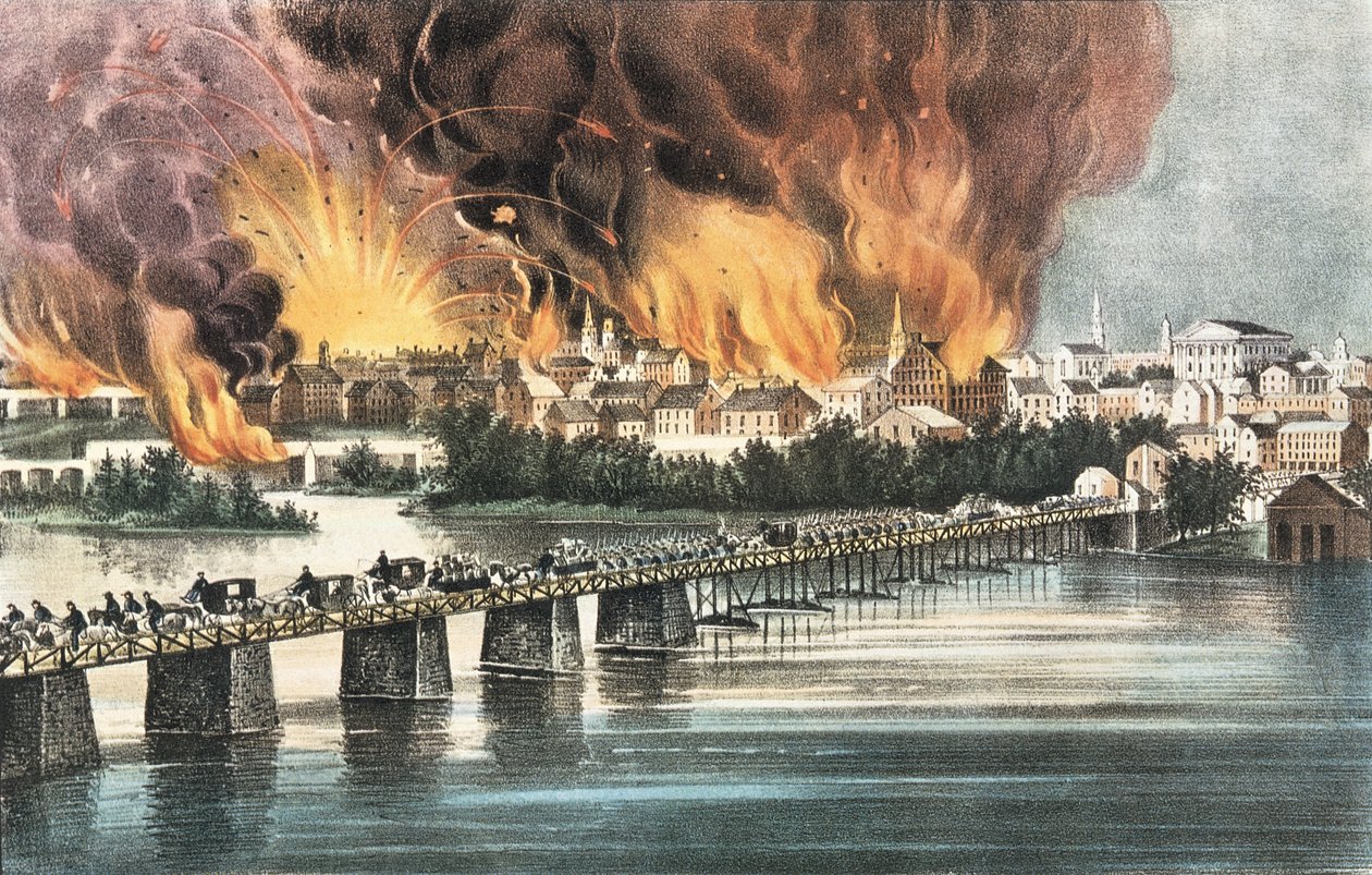 Fall of Richmond 2nd April 1865 by N. and Ives, J.M. Currier