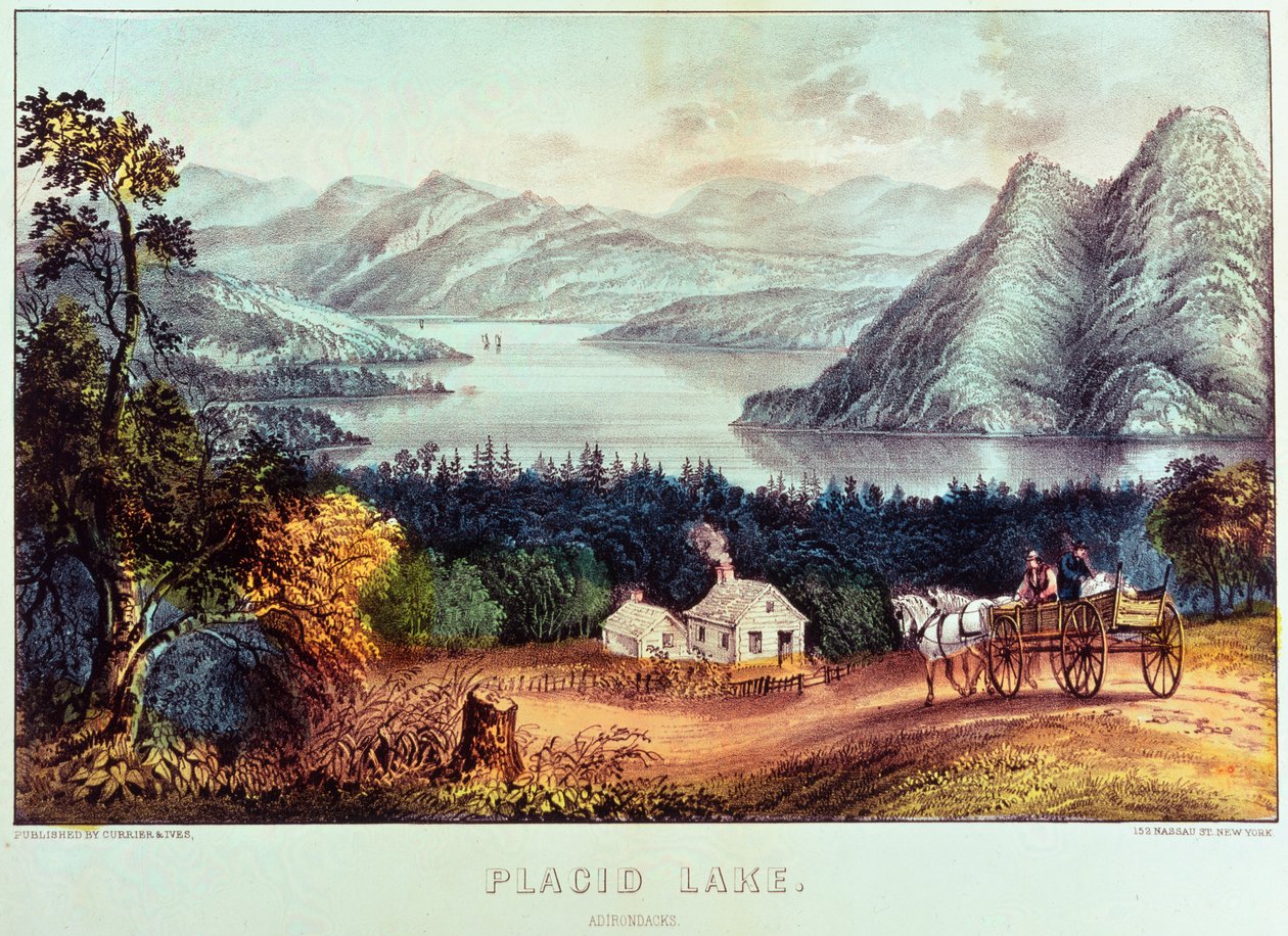 Placid Lake, Adirondacks by N. and Ives, J.M. Currier