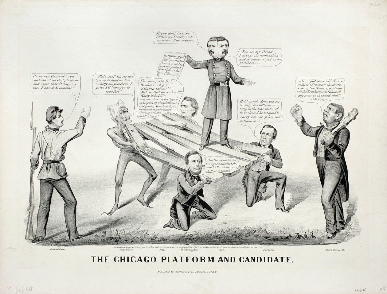 The Chicago Platform and Candidate, 1864 by N. and Ives, J.M. Currier