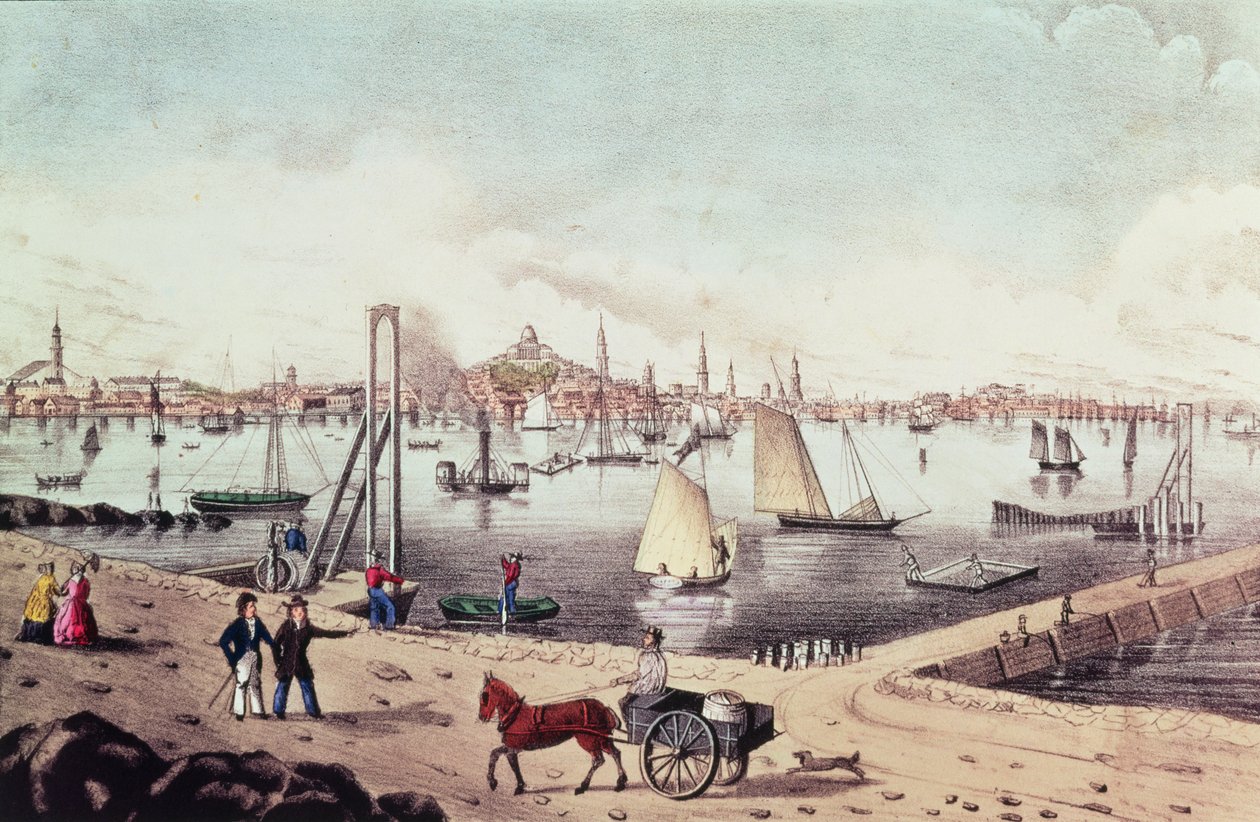 View of Boston by N. and Ives, J.M. Currier