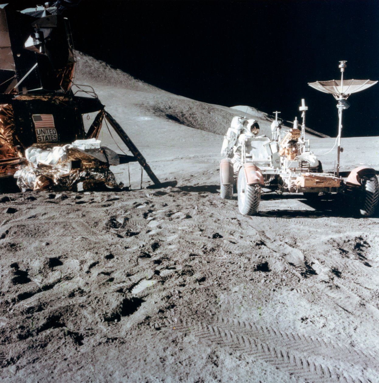 James Irwin with the Lunar Roving Vehicle during Apollo 15 by NASA Images