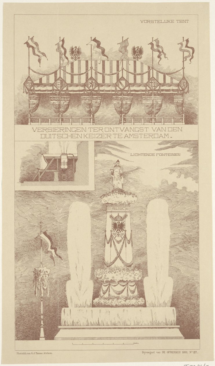 Decorations for the Visit of the German Emperor to Amsterdam, 1891 by NV Drukkerij G.J. Thieme