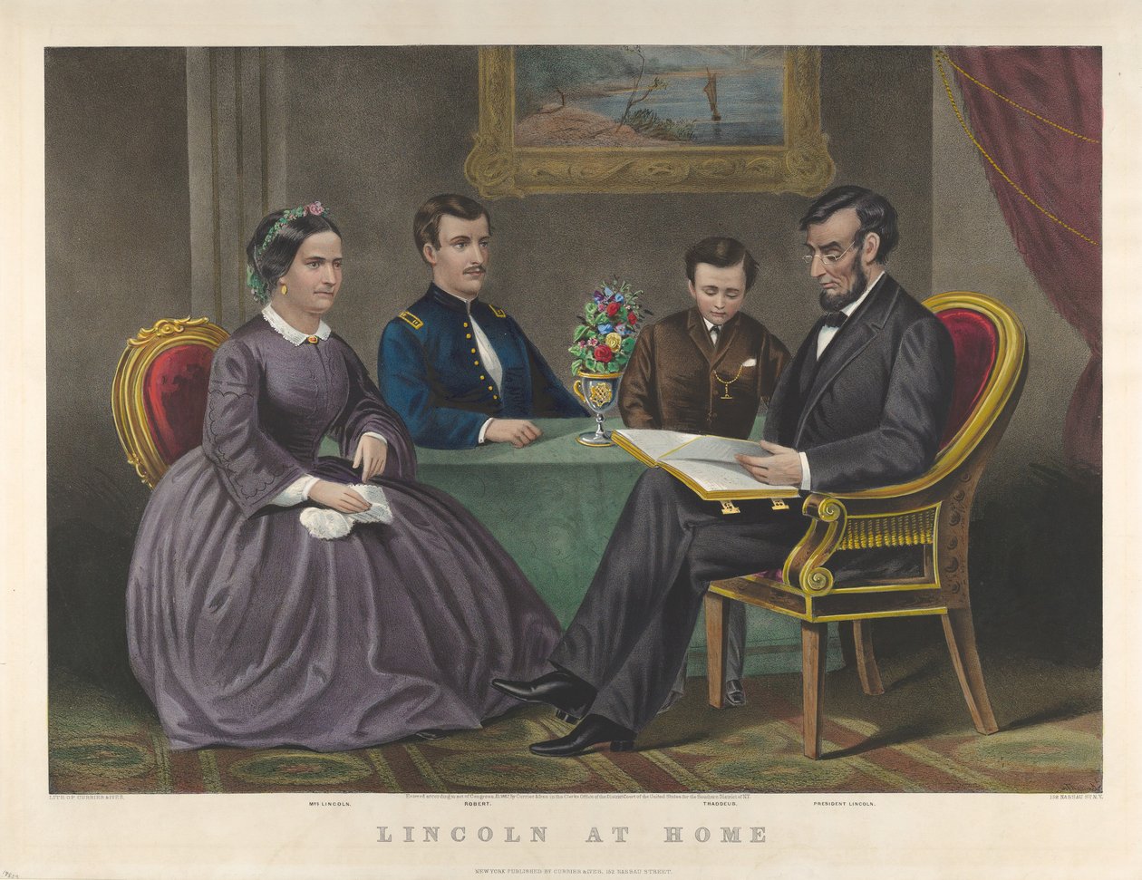 Lincoln at Home, 1867 by Nathaniel Currier
