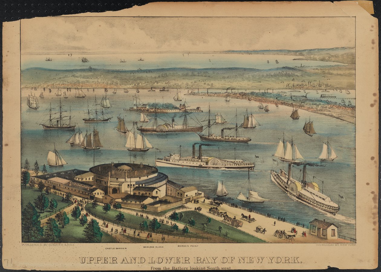 Upper and Lower Bay of New York, c.1881 by Nathaniel Currier