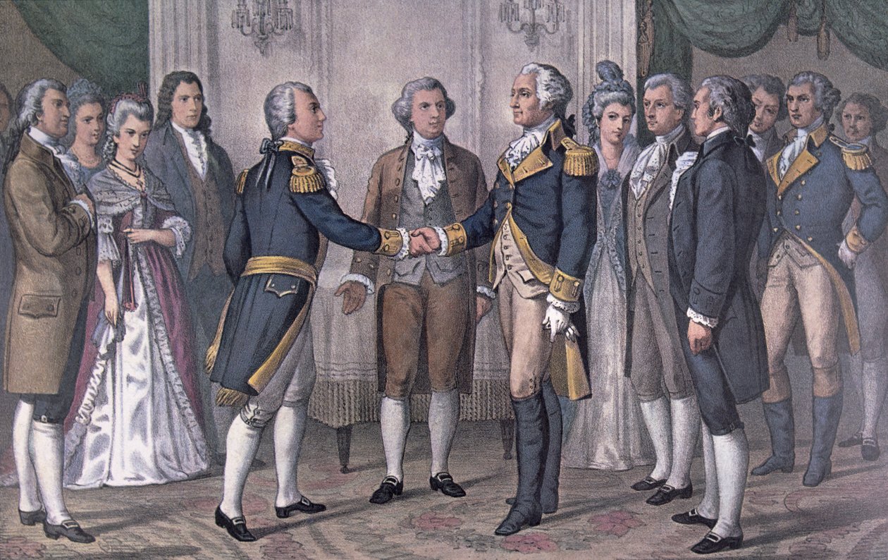 The First Meeting of General George Washington and the Marquis de La Fayette, Philadelphia, 3 August 1777, published in 1876 by N. and Ives J.M. (after) Currier