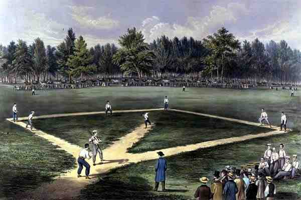 The American National Game of Baseball, Grand Match for the Championship at the Elysian Fields, Hoboken, N.J. 1866 by Currier and Ives