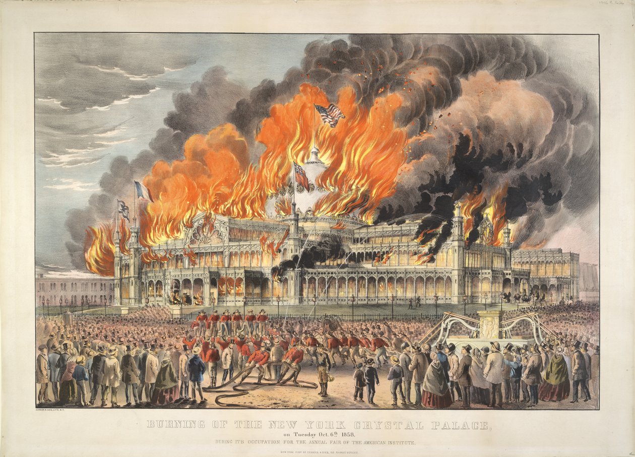 Burning of the New York Crystal Palace on Tuesday October 5th 1858 by Currier and Ives