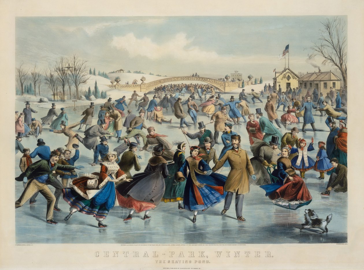 Central Park, Winter – The Skating Pond by Currier and Ives