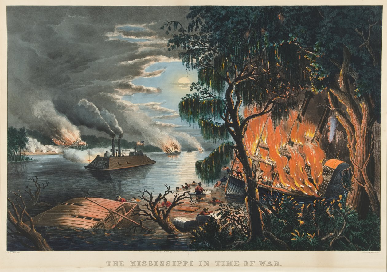 The Mississippi in Time of War by Currier and Ives