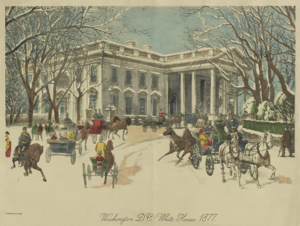 The White House, Washington D.C. 1877 by Currier and Ives