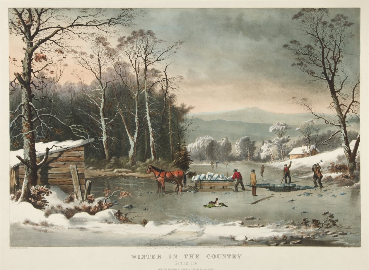 Winter in the Country, Getting Ice by Currier and Ives