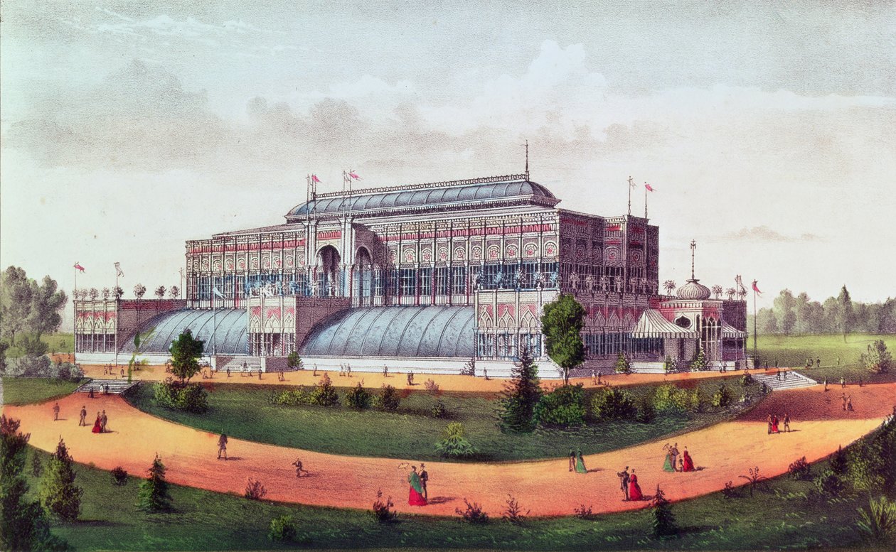 Horticultural Hall, Grand United States Centennial Exhibition 1876 by N. and Ives, J.M. Currier