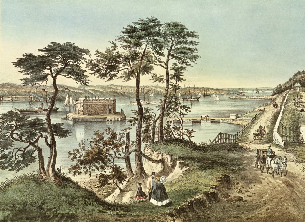 Staten Island and the Narrows from Fort Hamilton by N. and Ives, J.M. Currier