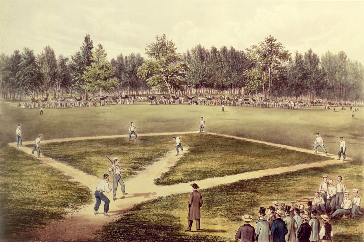 The American National Game of Baseball - Grand Match at Elysian Fields, Hoboken, NJ by N. and Ives, J.M. Currier