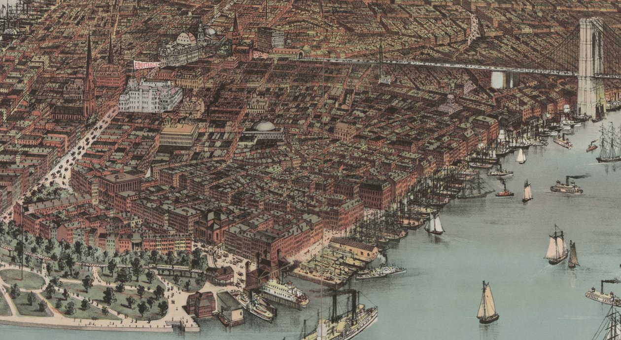 The City of New York (detail) by N. and Ives, J.M. Currier
