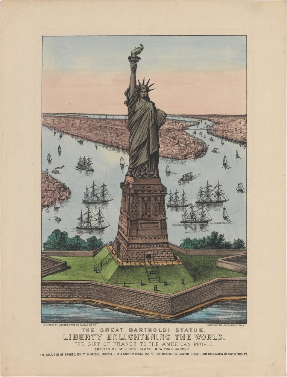 The Great Bartholdi Statue – Liberty Enlightening the World, 1885 by N. and Ives, J.M. Currier