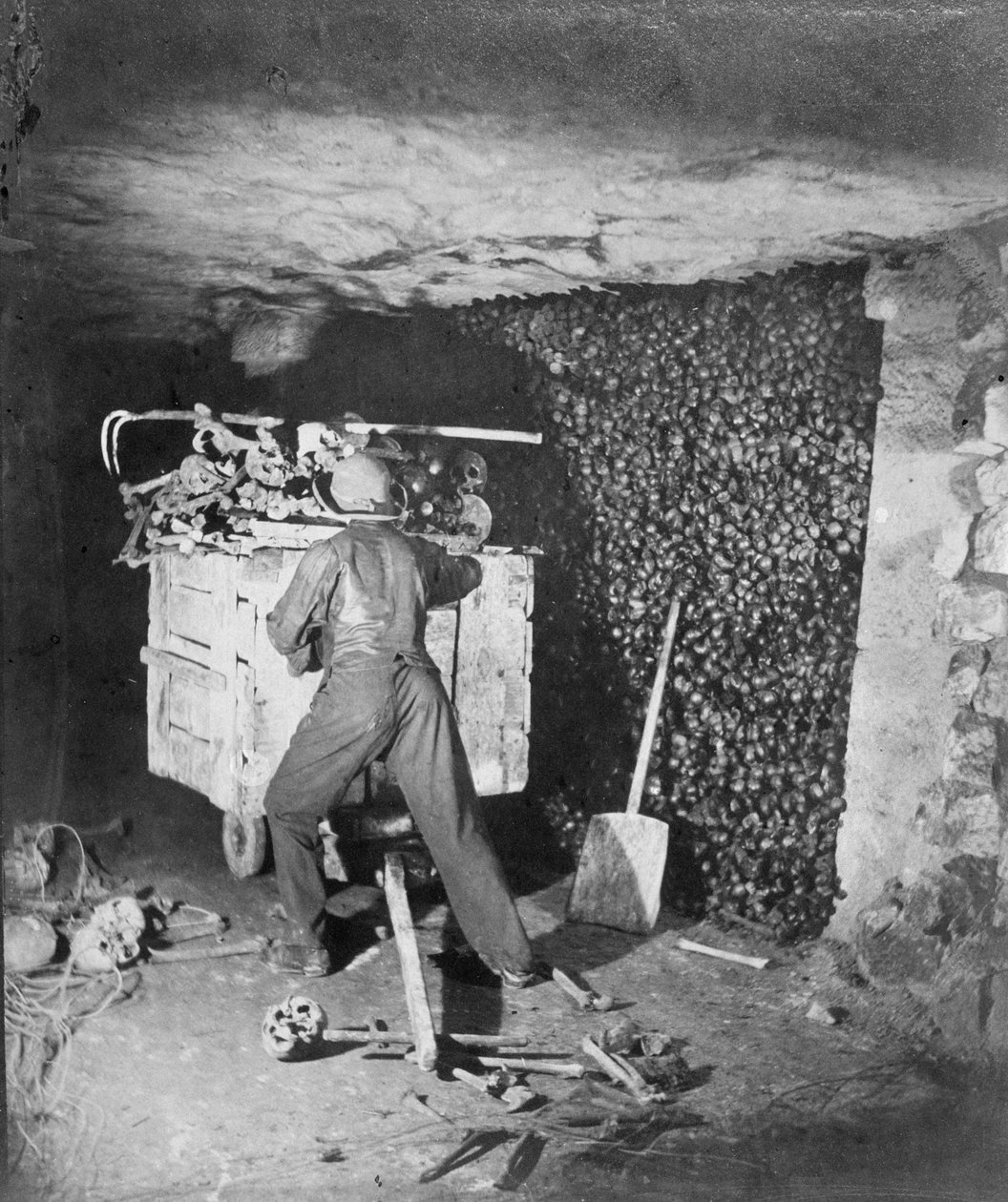Interior of Catacombs, Paris by Nadar
