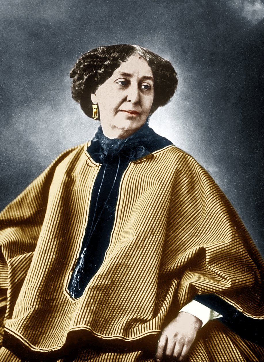 French Writer George Sand (Aurore Dupin 1804-1876) 1864, Photo by Nadar, Colorized Document by Nadar