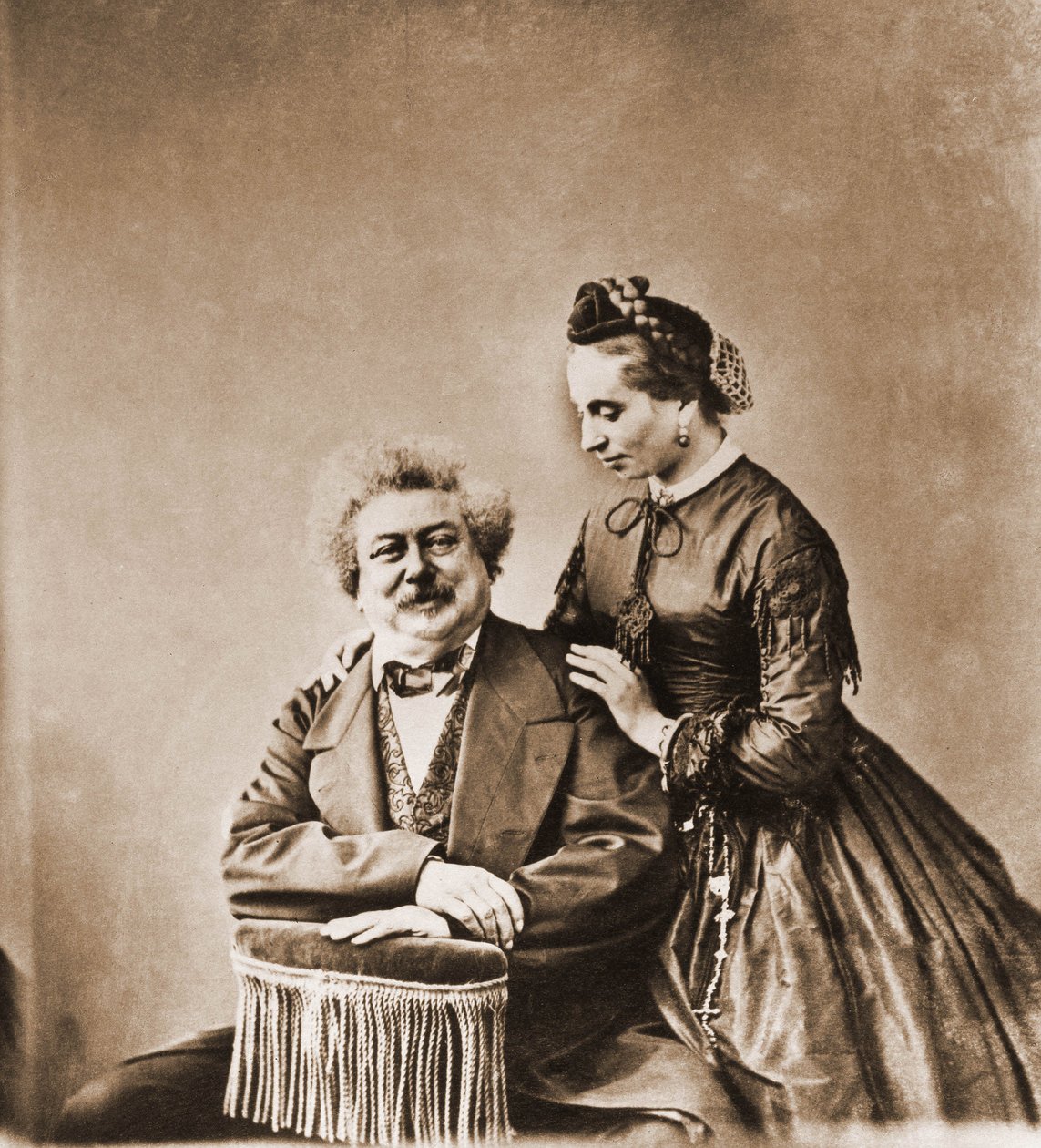 Portrait of Alexandre Dumas pere, novelist and his daughter Marie Dumas by Nadar