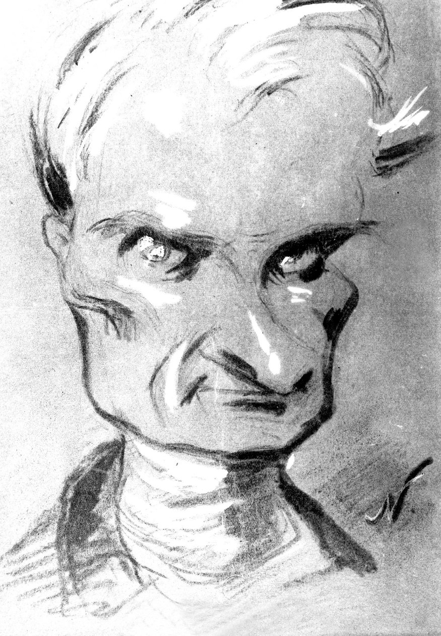 Portrait of French writer Prosper Merimee, drawing by Nadar