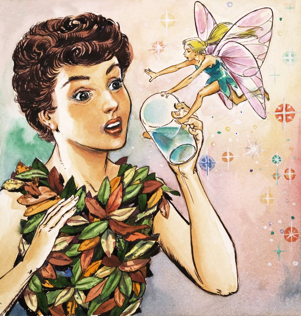 Tinkerbell Warns Peter Pan, Illustration from 