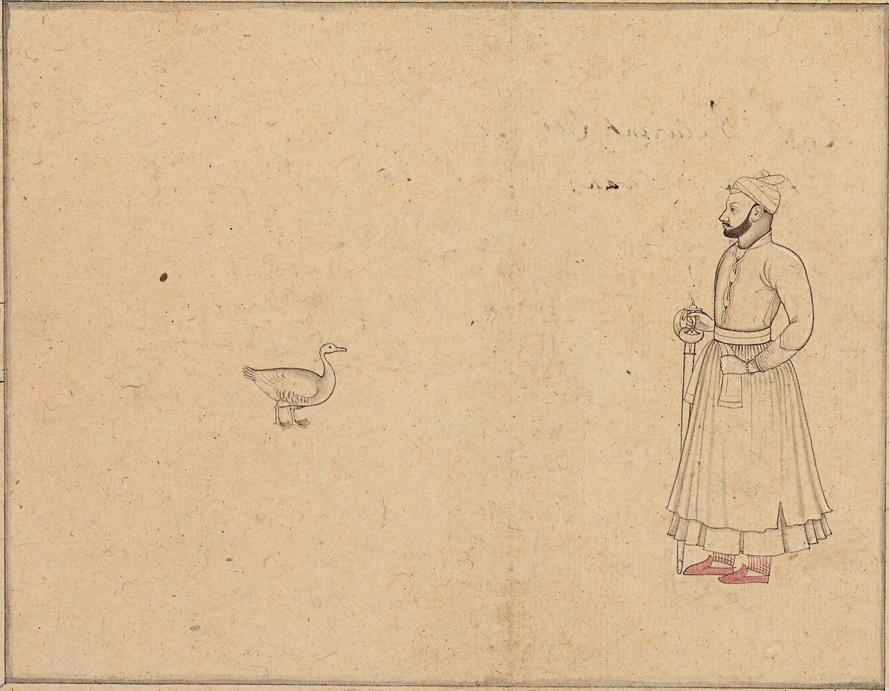 Raja Balwant Dev Singh and a Swan, c.1750-55 by Nainsukh