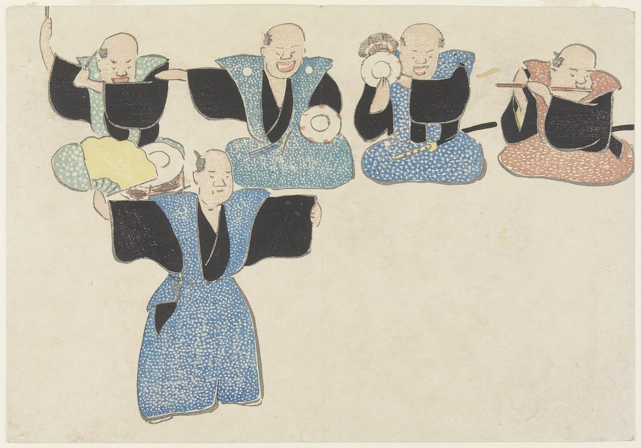 Dancer and Four Musicians, 18th-19th century by Nakamura Hochu
