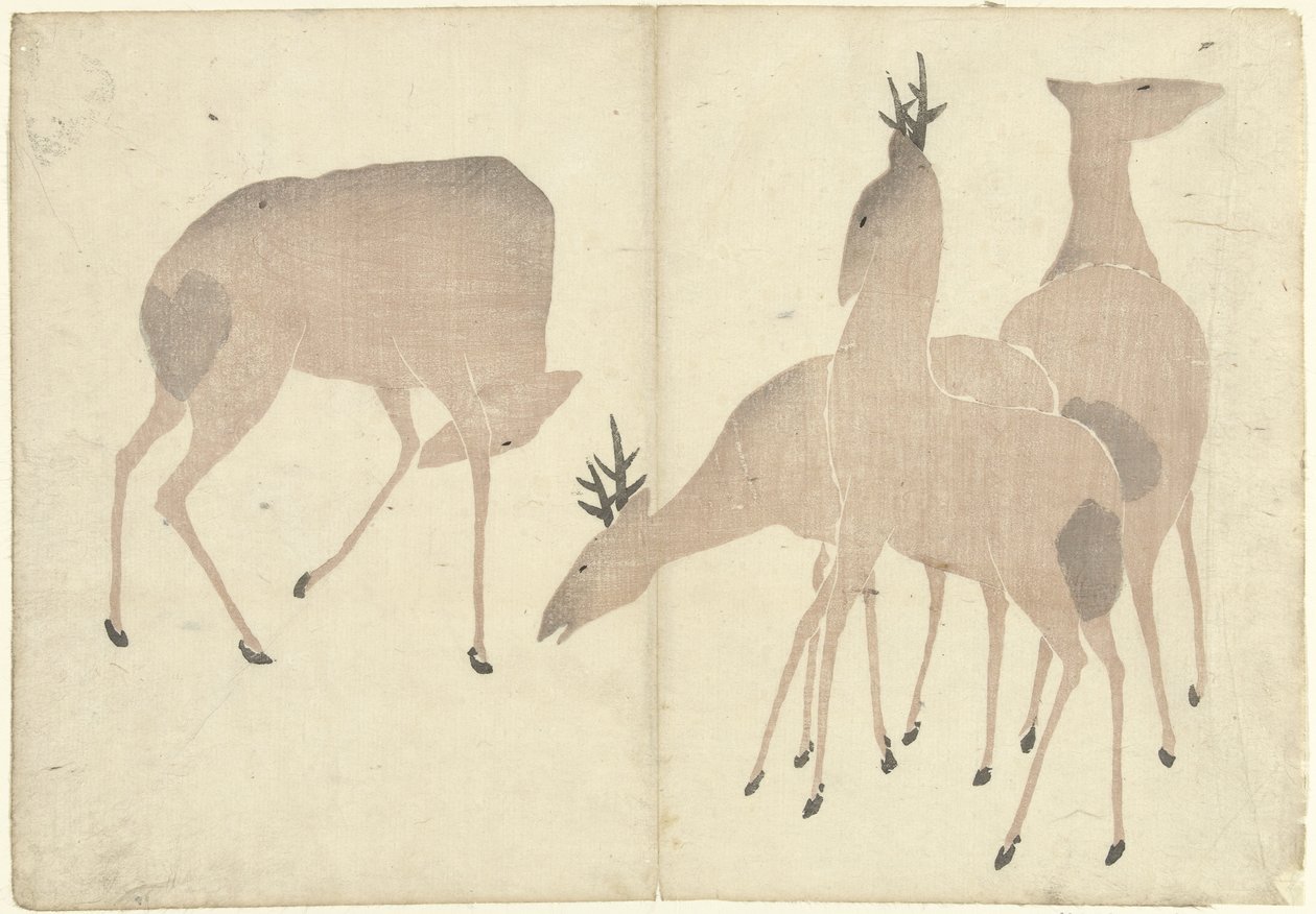 Four Deer by Nakamura Hochu