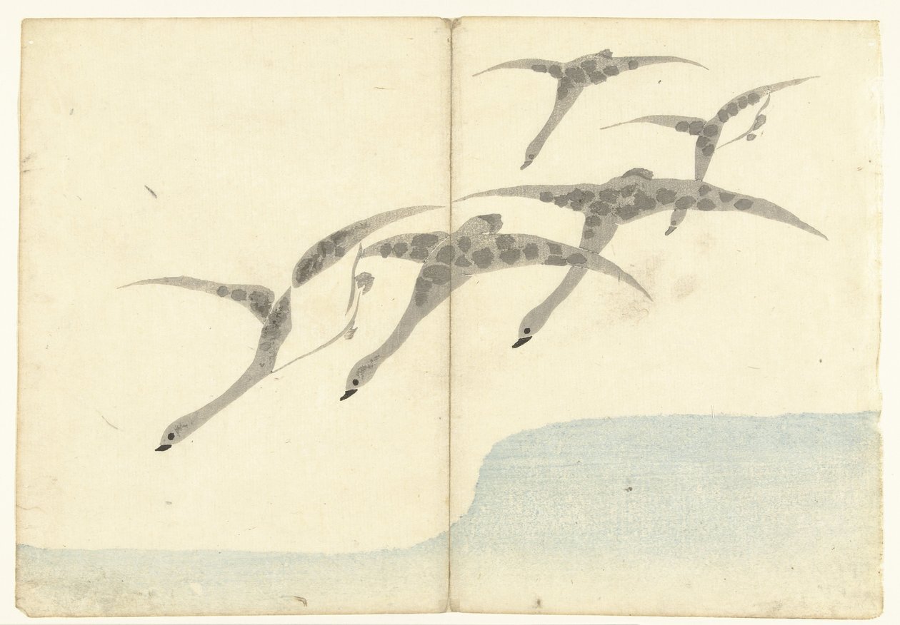 Five Flying Geese by Nakamura Hochu