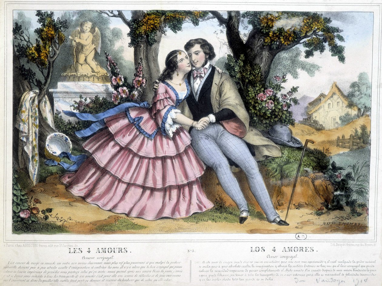 Couple in love: the 4 loves - by Thomas, c. 1852 by Napoleon (after) Thomas