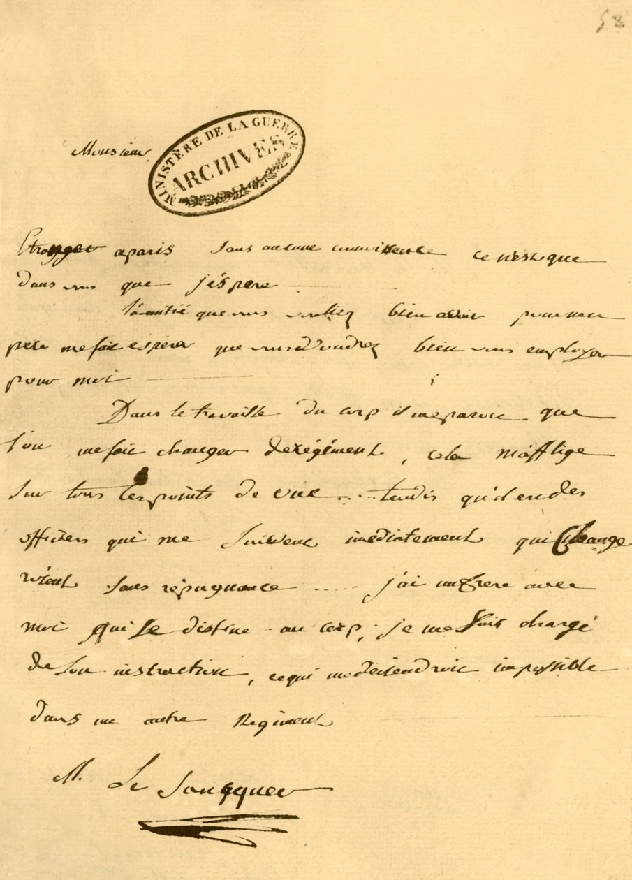 Letter from Napoleon to Le Saucquer, war clerk, 3 June 1791, 1921 by Napoleon Bonaparte I