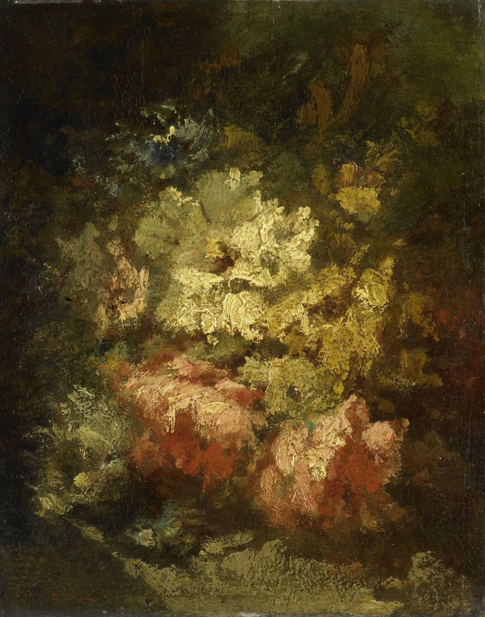 Still Life with White and Red Roses by Narcisse Virgile Diaz de la Peña