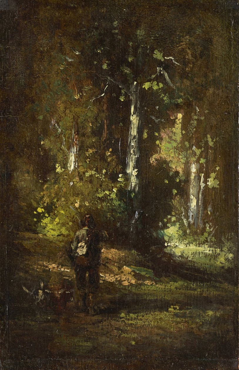 View into the Forest Interior with Hunter by Narcisse Virgilio Diaz de la Peña, Alexandre Gabriel Decamps