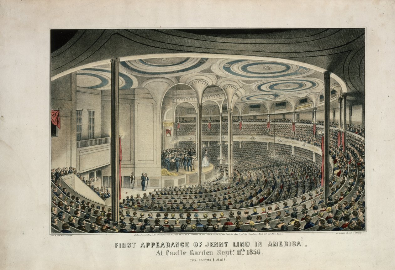 First Appearance of Jenny Lind in America at Castle Garden, September 11, 1850 by Nathaniel Currier