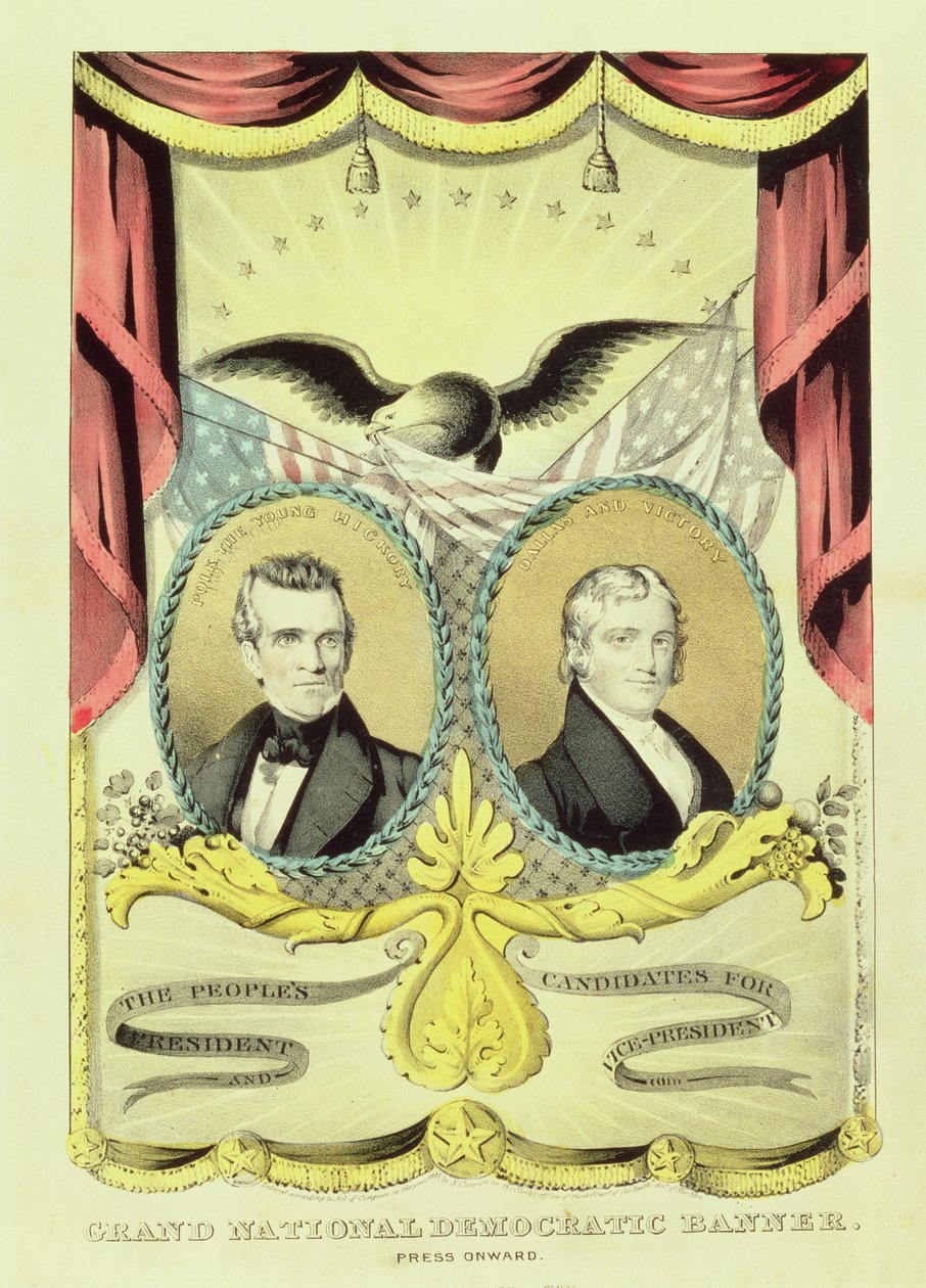 Grand National Democratic Campaign Poster, 1844 by Nathaniel Currier