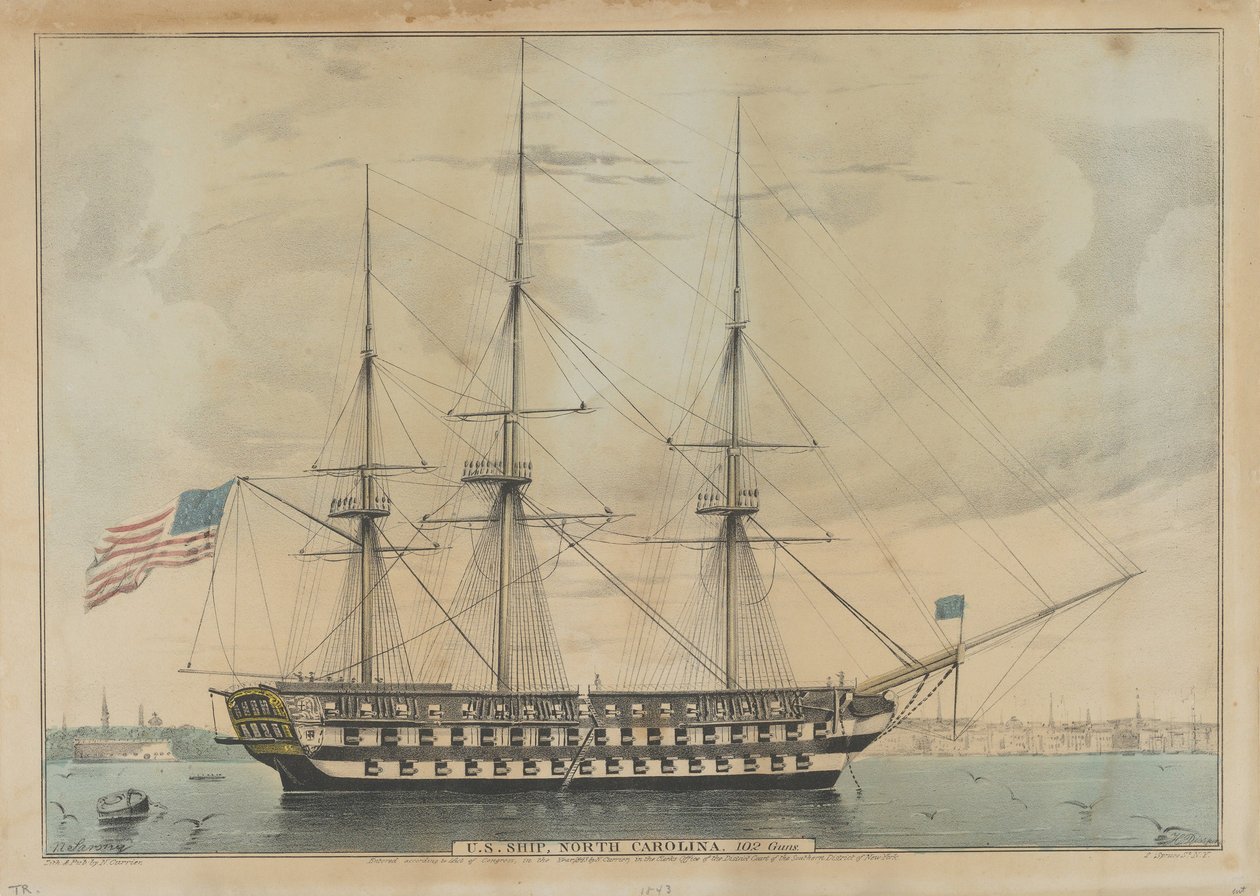 U. S. Ship North Carolina, 102 Guns, 1843 by Nathaniel Currier
