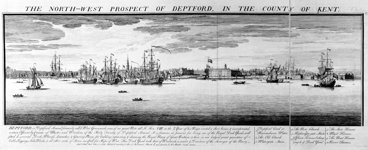 The North-West Prospect of Deptford, in the County of Kent, 1739 by Nathaniel and Samuel Buck