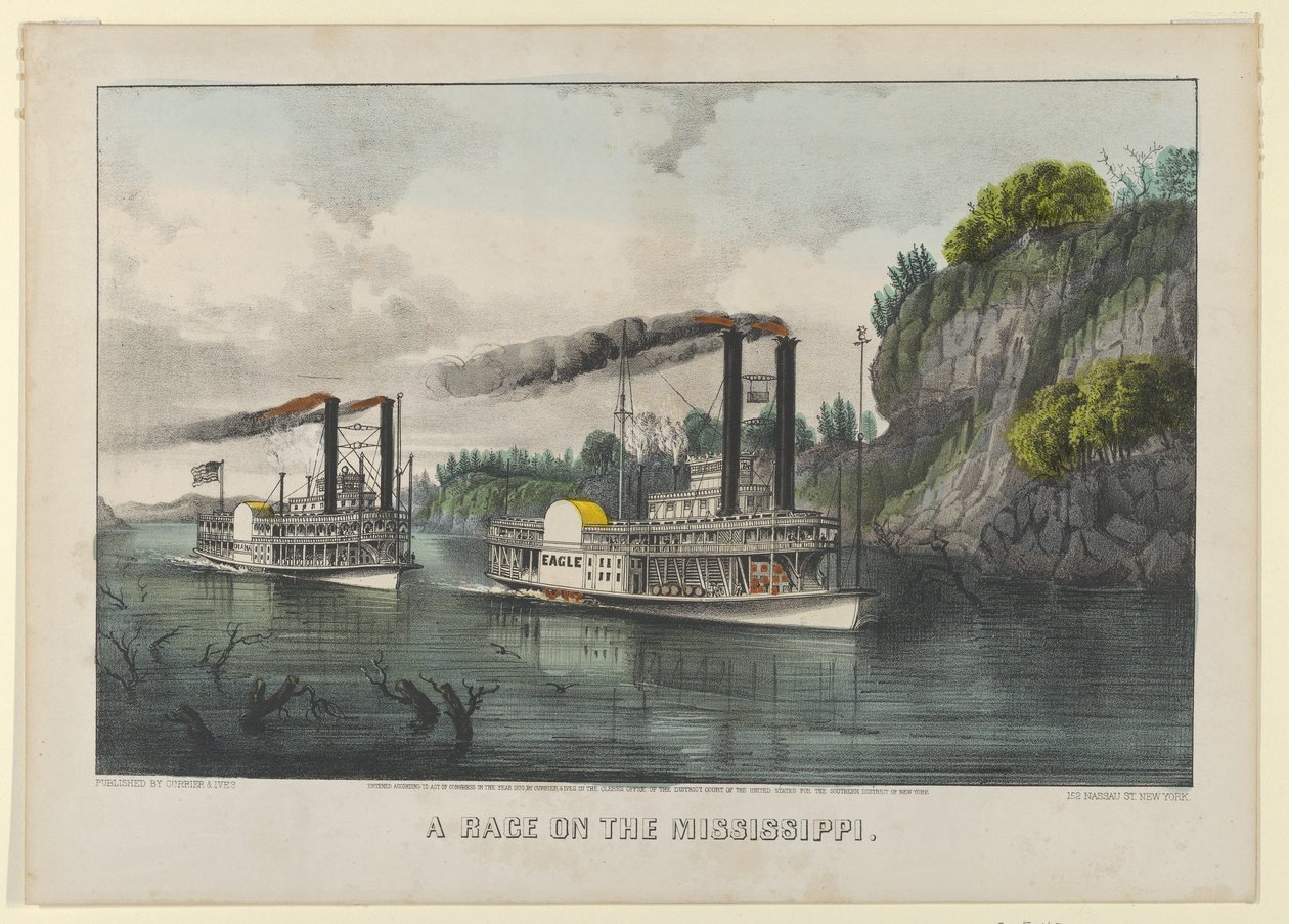 A Race on the Mississippi by Currier and Ives