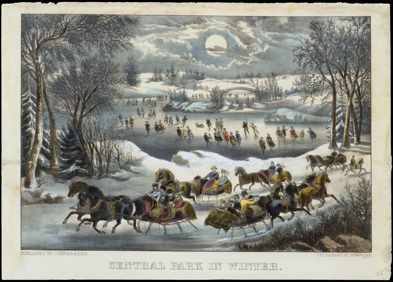 Central Park in Winter, 1877-94 by Currier and Ives