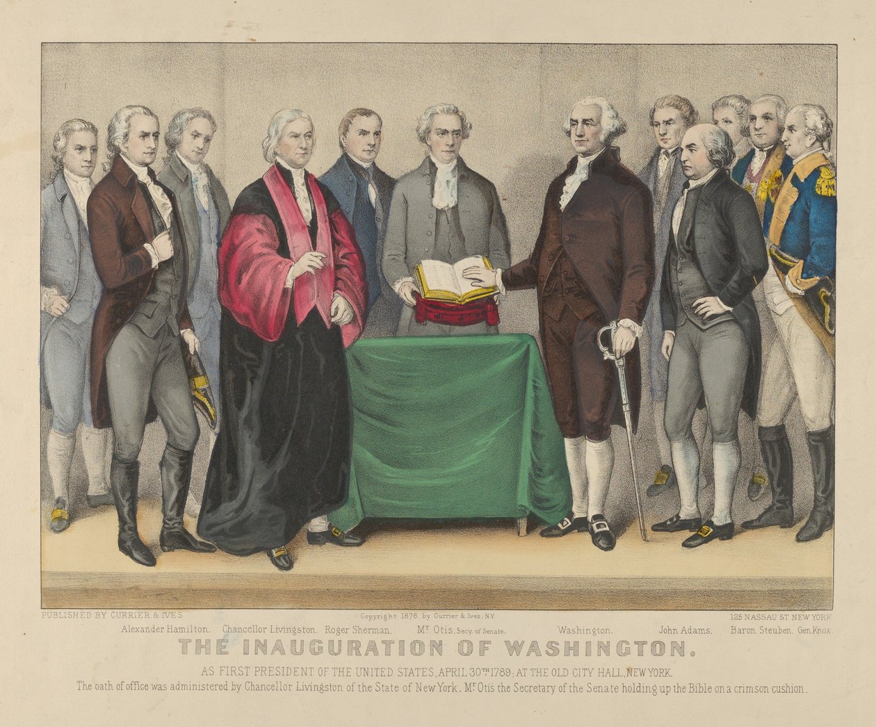 The Inauguration of Washington as First President of the United States, April 30th 1789 by Currier and Ives